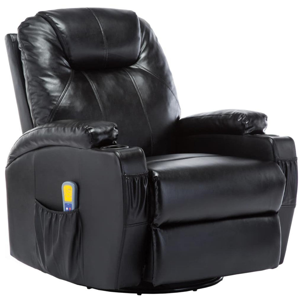 Elektrinis sūpuojamas masažo krėslas, dirbtinė oda, juodas