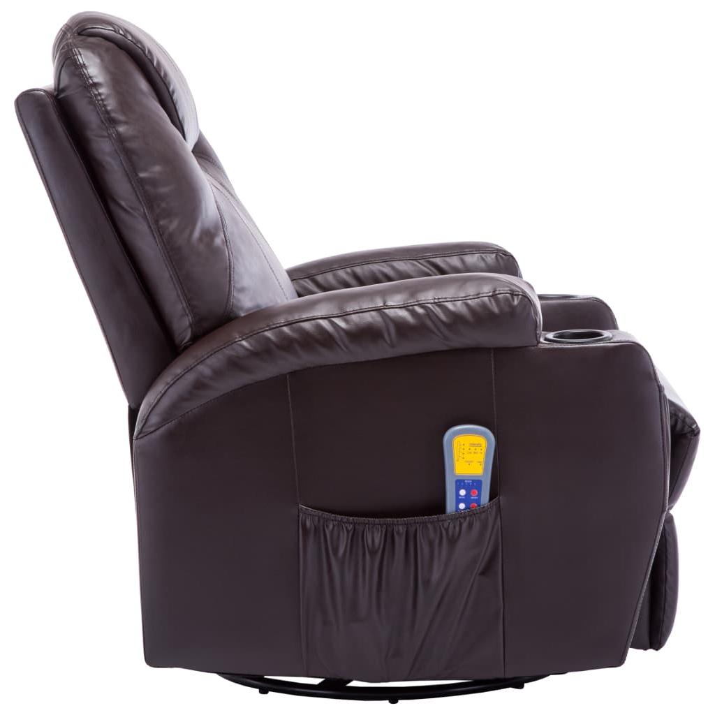 Elektrinis sūpuojamas masažo krėslas, dirbtinė oda, rudas