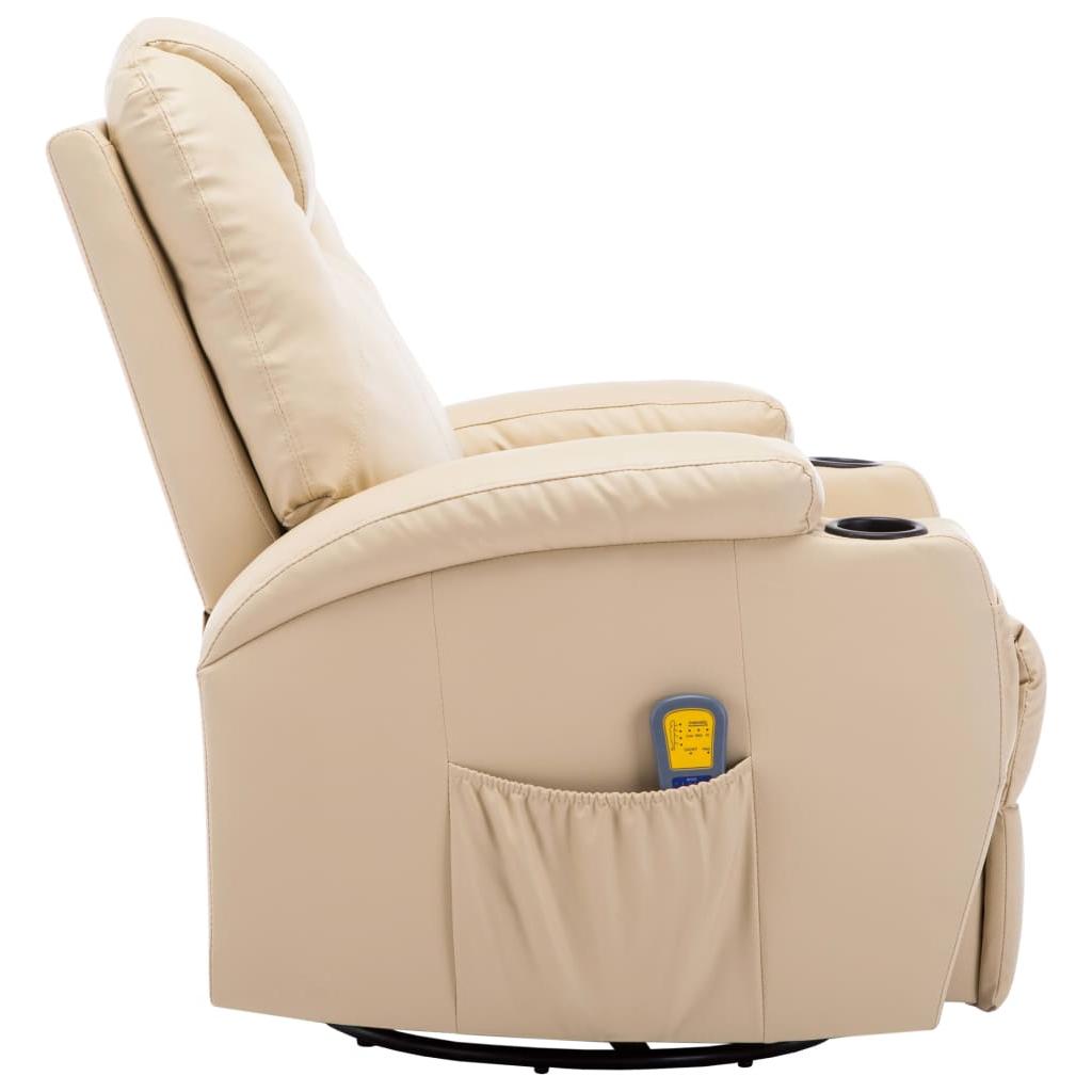 Elektrinis sūpuojamas masažo krėslas, dirbtinė oda, kreminis