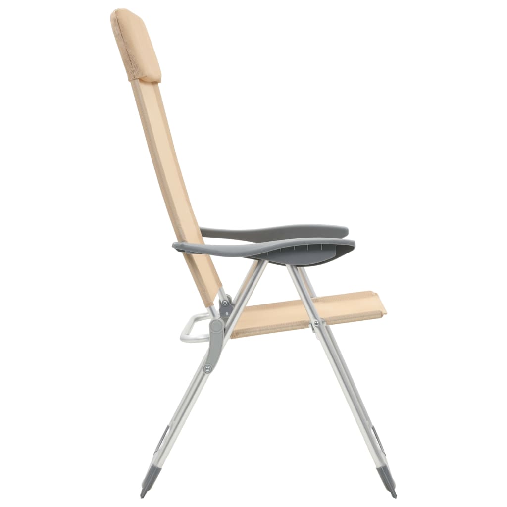 Sulankstomos kempingo kėdės, 2 vnt., kreminės sp., aliuminis