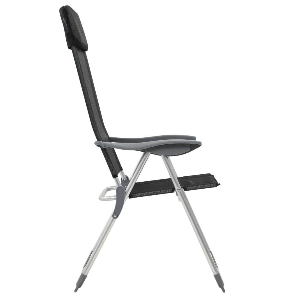 Sulankstomos kempingo kėdės, 4 vnt., juodos, aliuminis