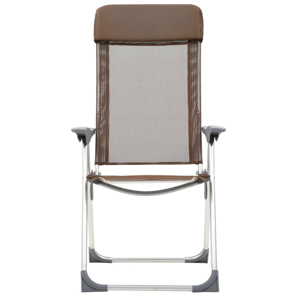 Sulankstomos kempingo kėdės, 4 vnt., rudos, aliuminis