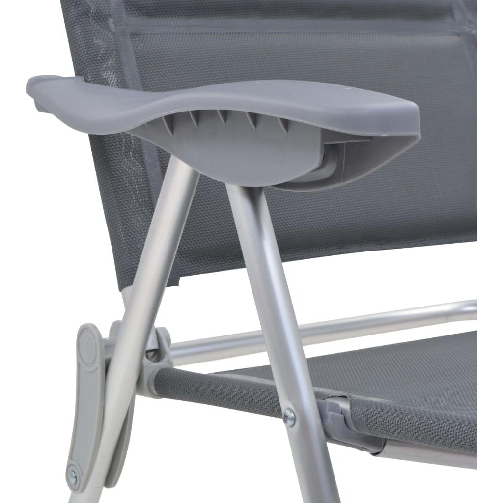 Kempingo kėdės, 2 vnt., pilkos, 58x69x111cm, aliuminis