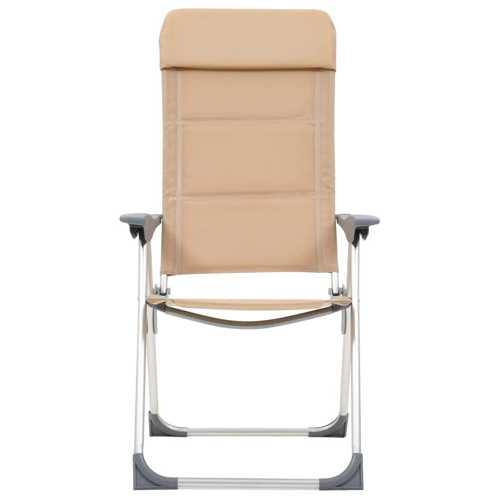 Kempingo kėdės, 2 vnt., kreminės sp., 58x69x111cm, aliuminis