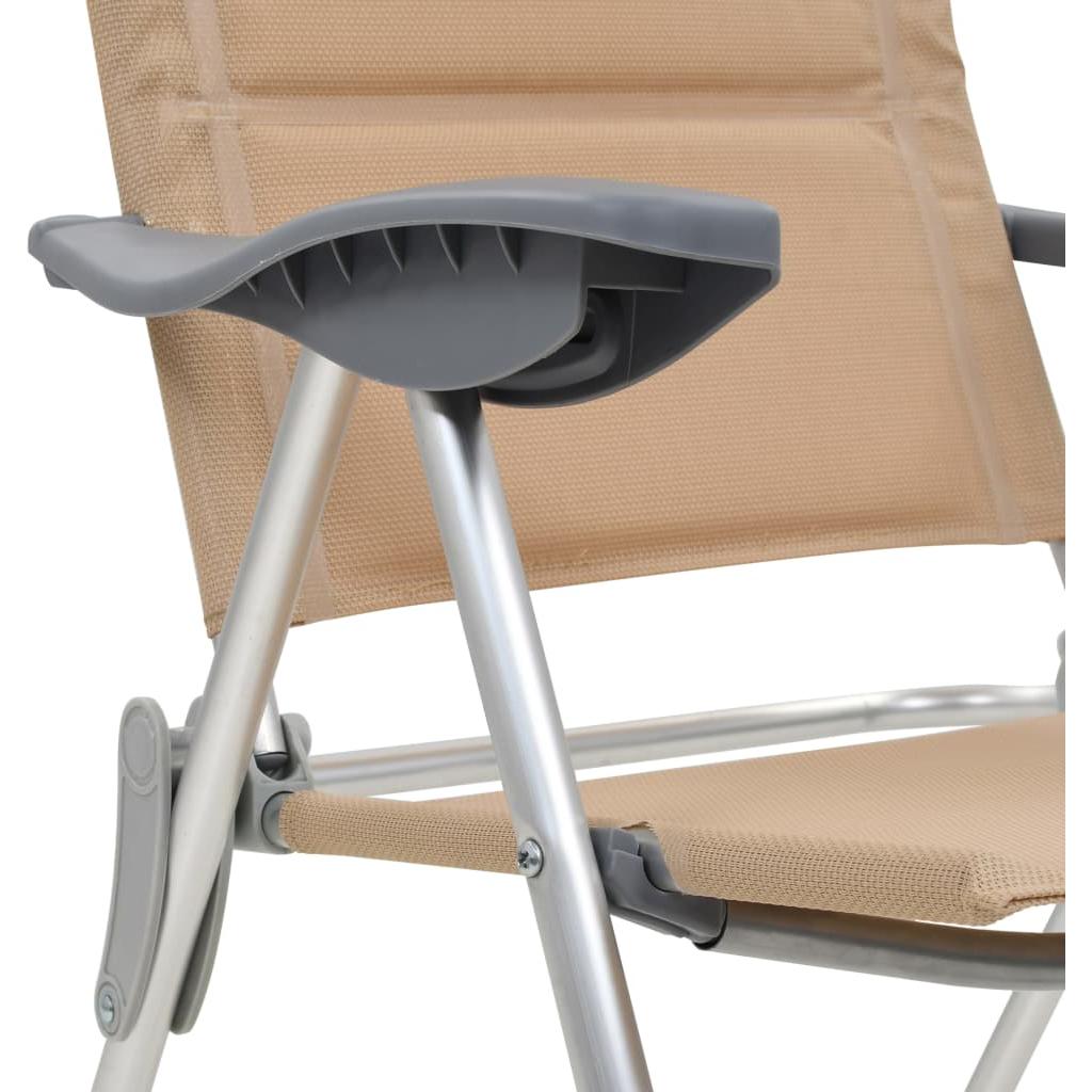 Kempingo kėdės, 2 vnt., kreminės sp., 58x69x111cm, aliuminis