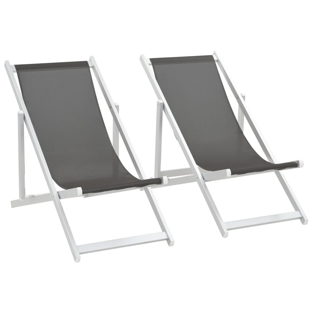 Sulankst. paplūd. kėdės, 2vnt., pilkos sp., alium. ir tekstil.