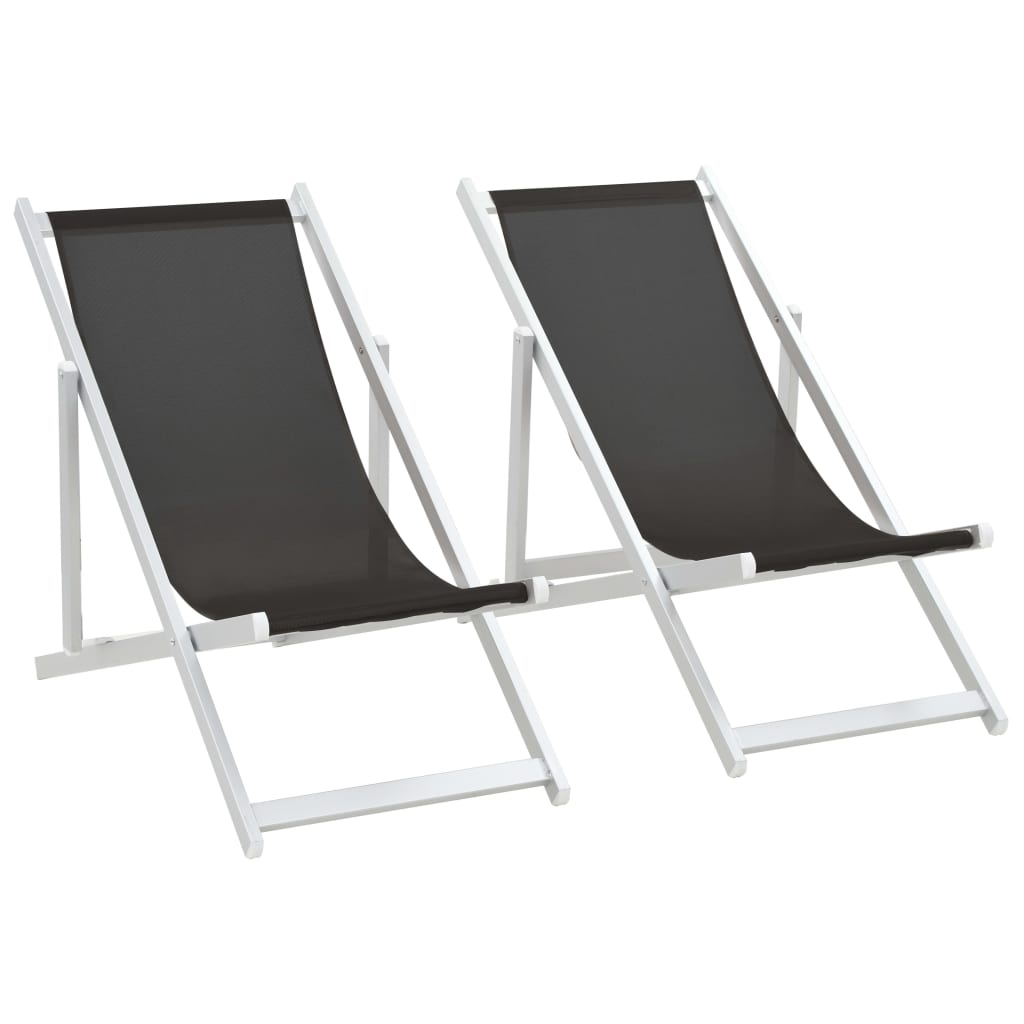Sulankst. paplūd. kėdės, 2vnt., juodos sp., alium. ir tekstil.