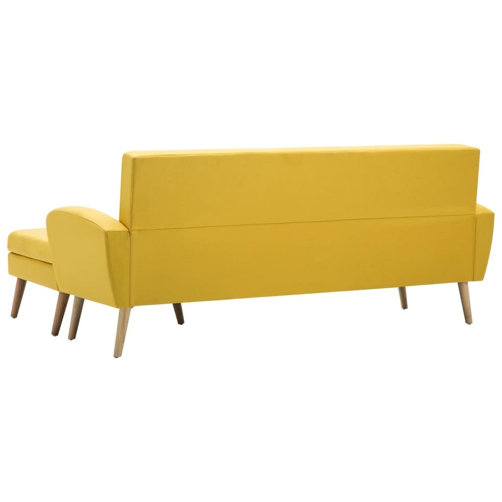 L-formos sofa, geltona, 186x136x79 cm, audinio apmušalas