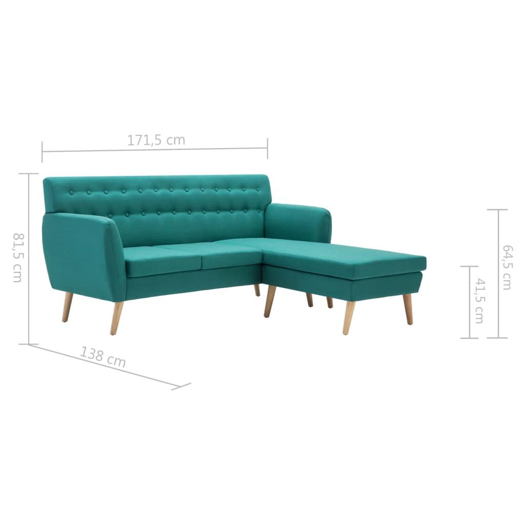 L-formos sofa, aud. apmušal., 171,5x138x81,5cm, žalia
