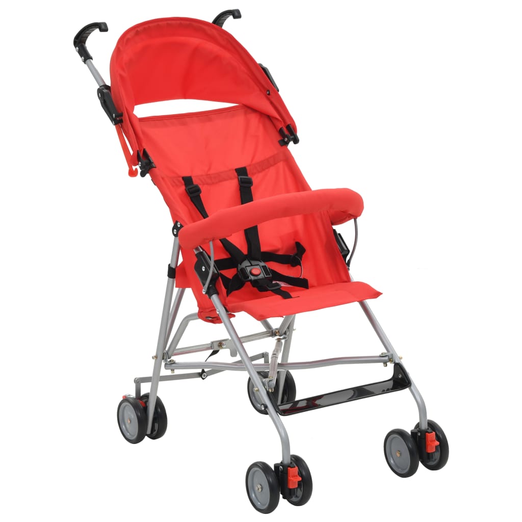 Sulankstomas vaikiškas vežimėlis, raudonas, plienas