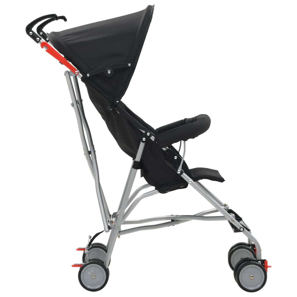 Sulankstomas vaikiškas vežimėlis, juodas, plienas