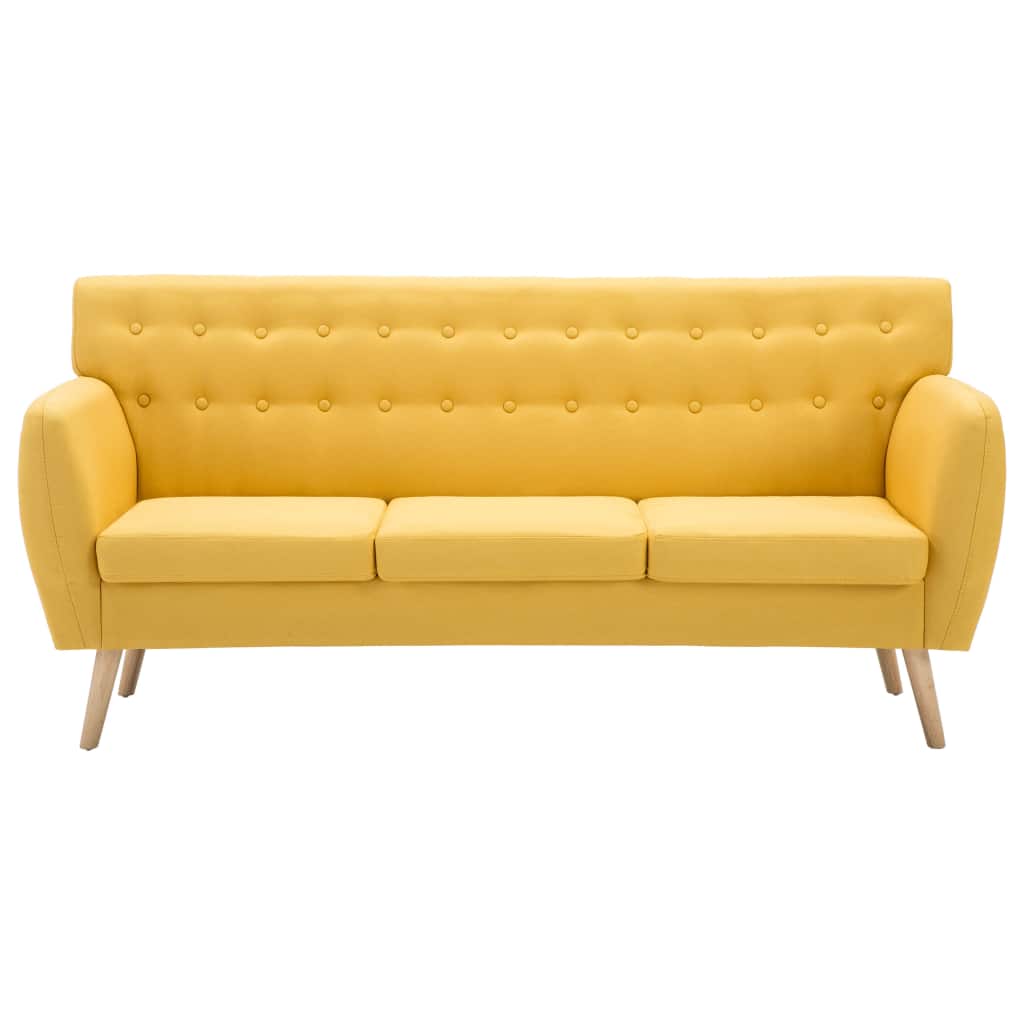 Trivietė sofa, audinio apmušalas, 172x70x82cm, geltona