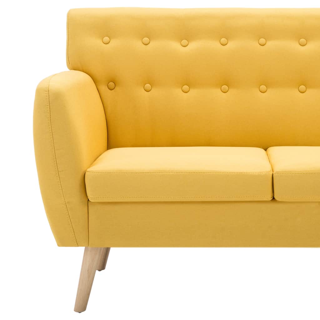 Trivietė sofa, audinio apmušalas, 172x70x82cm, geltona