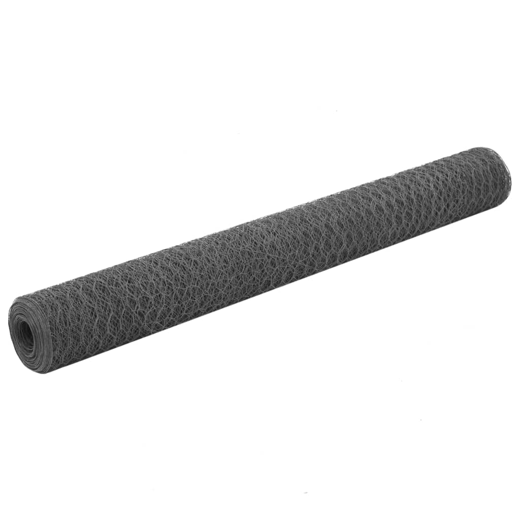 Vielos tinklas su PVC danga, pilkas, 25x1,2m, šešiakamp.