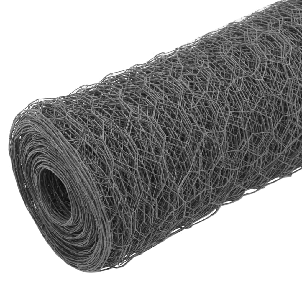 Vielos tinklas su PVC danga, pilkas, 25x1,2m, šešiakamp.