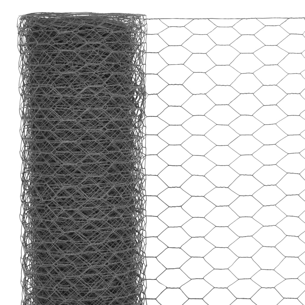 Vielos tinklas su PVC danga, pilkas, 25x1,2m, šešiakamp.