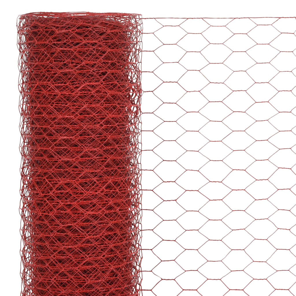 Vielos tinklas su PVC danga, raudonas, 25x1m