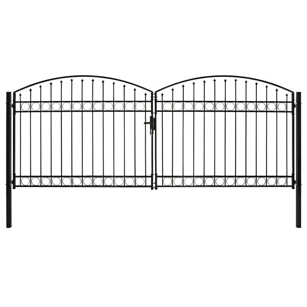 Vartai su dvig. dur. ir ark. viršumi, juodi, 400x175cm, plienas