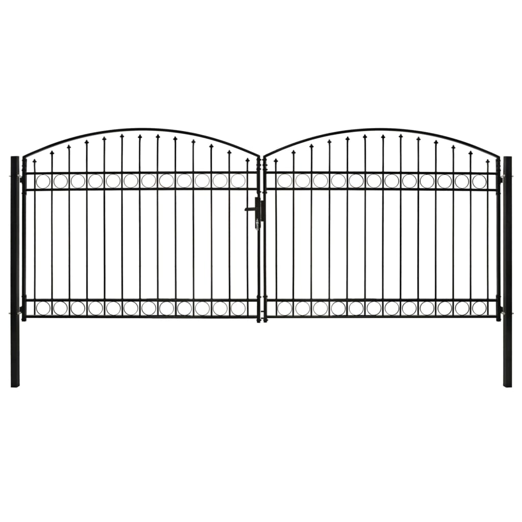 Vartai su dvig. dur. ir ark. viršumi, juodi, 400x175cm, plienas
