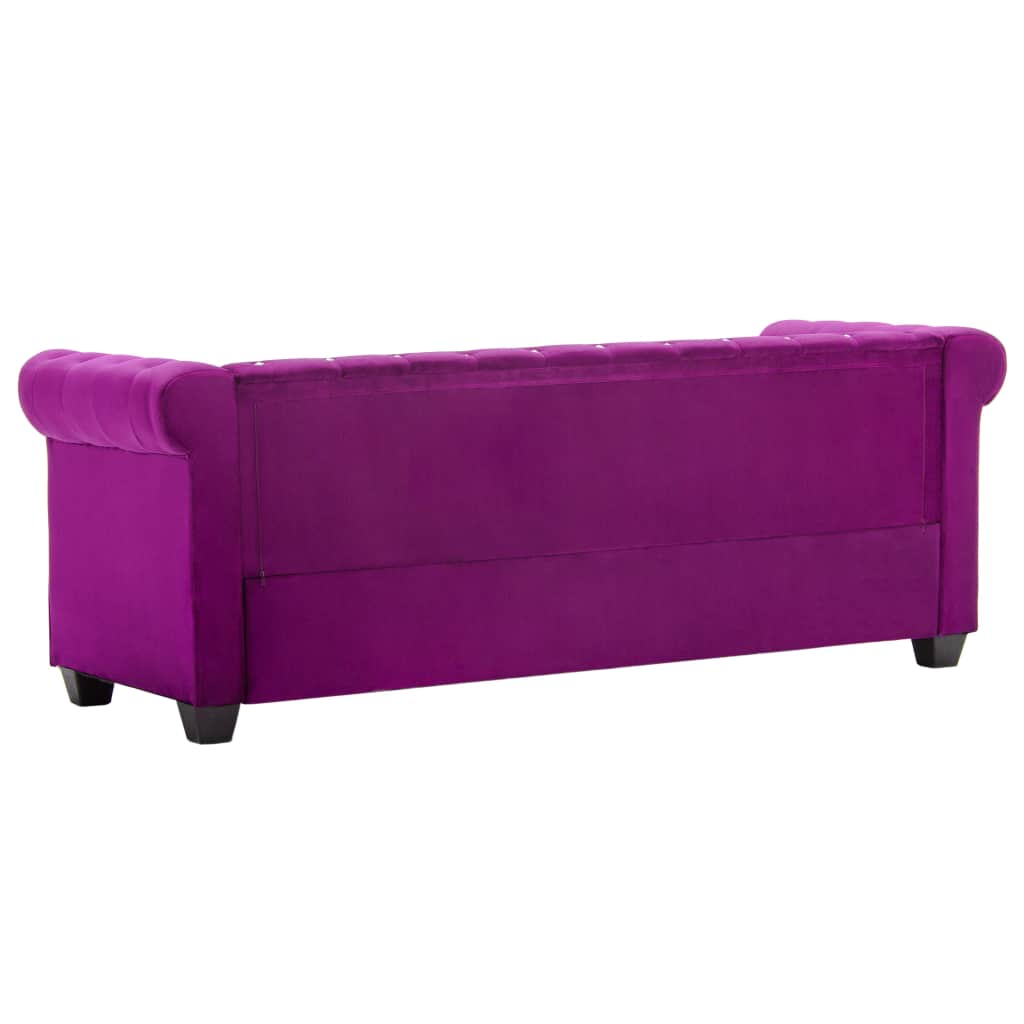 Triv. Chesterfield sofa, aksominis apmuš., 199x75x72cm, violet.