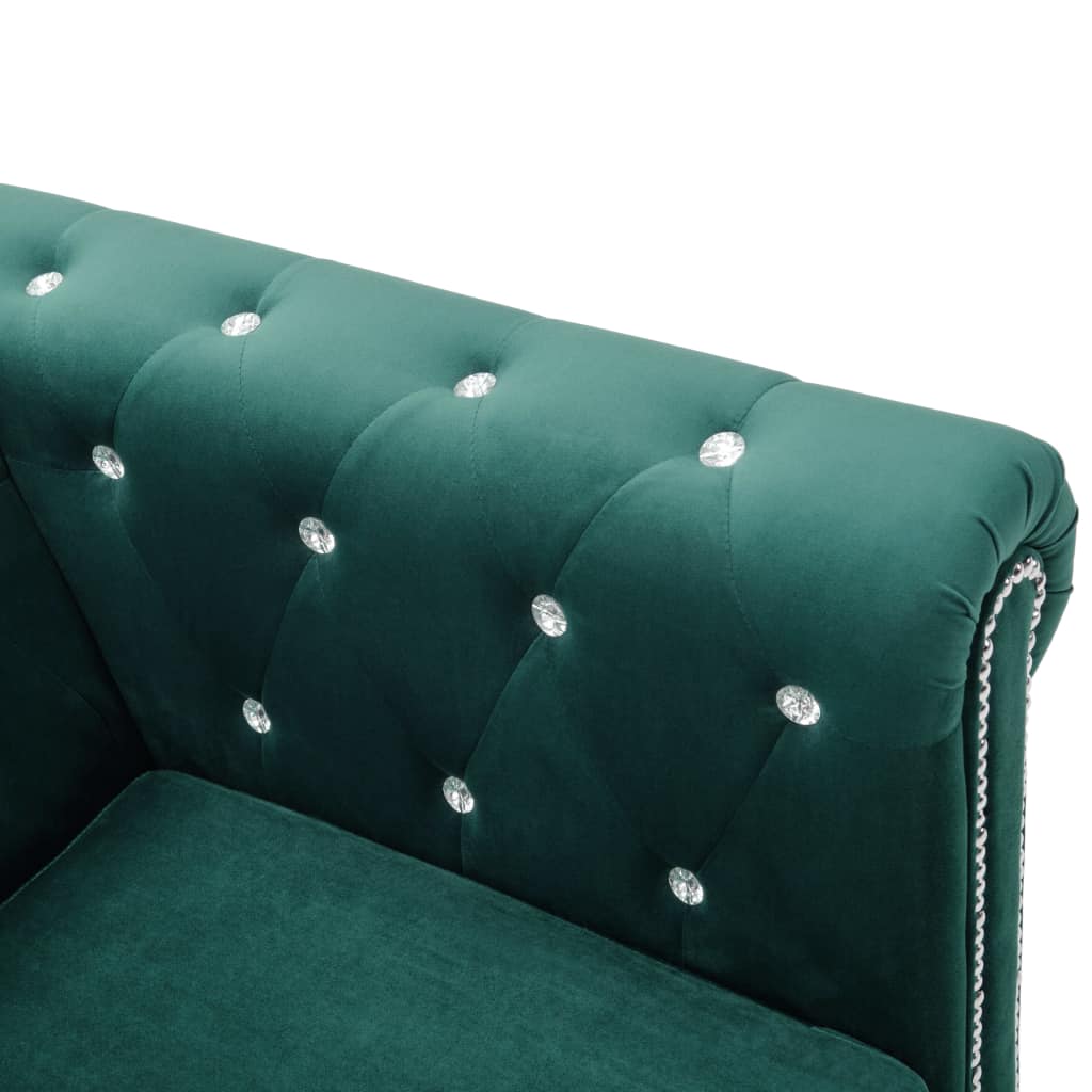 Triv. Chesterfield sofa, aksominis apmuš., 199x75x72cm, žalia