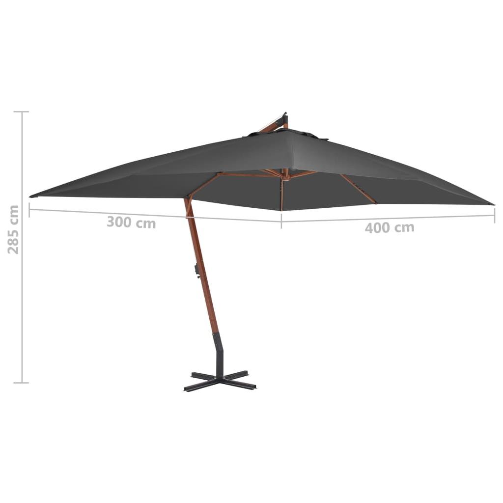 Gem. form. saulės skėtis su med. stulp., antr. sp., 400x300cm