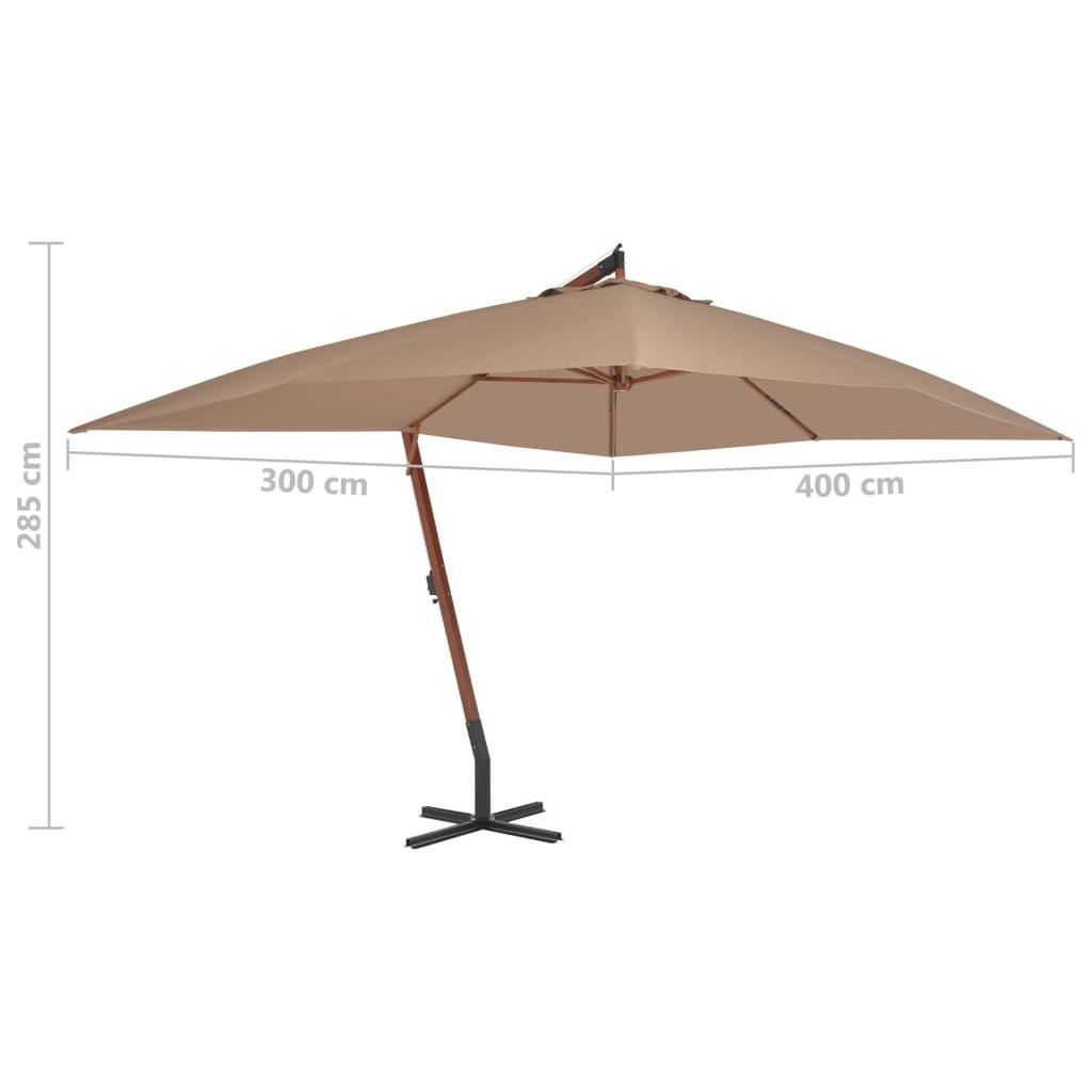 Gem. form. saulės skėtis su med. stulp., taupe sp., 400x300cm