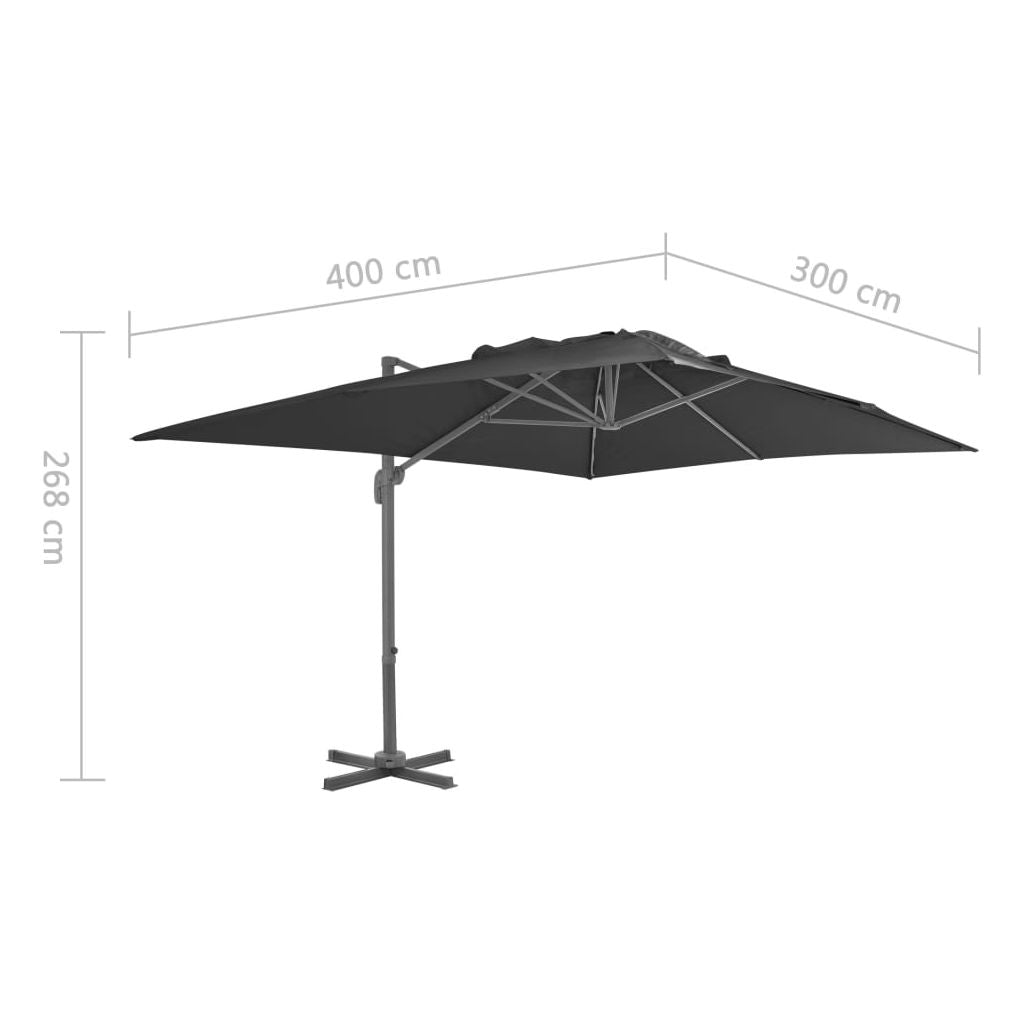 Gem. form. saulės skėtis su alium. stulp., antr. sp., 400x300cm