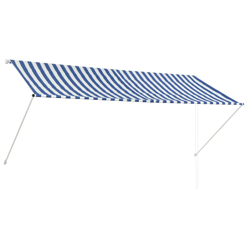 Ištraukiama markizė, mėlynos ir baltos spalvos, 300x150 cm