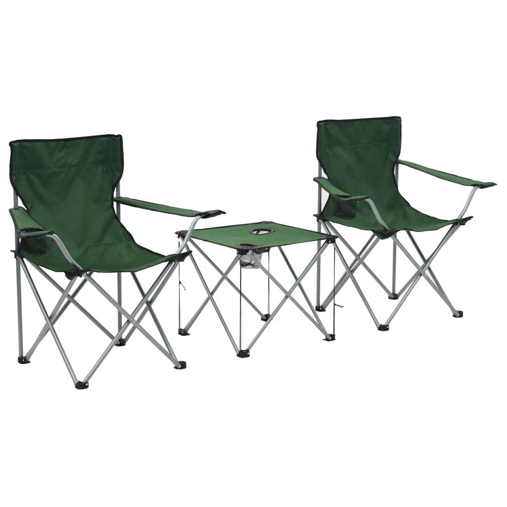 Stovyklavimui skirtas stalo ir kėdžių kompl., 3 d., žalias
