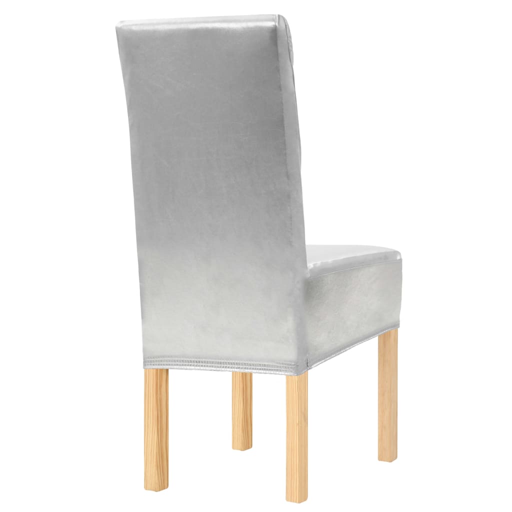 Tiesūs įtempiami kėdžių užvalkalai, 4 vnt., sidabrinės sp.