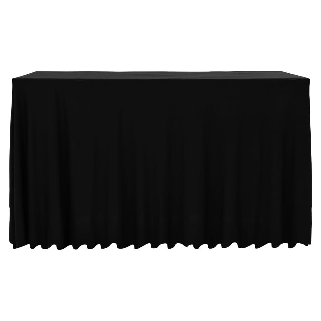 Įtemp. staltiesės su sijonais, 2 vnt., juodos, 120x60,5x74 cm