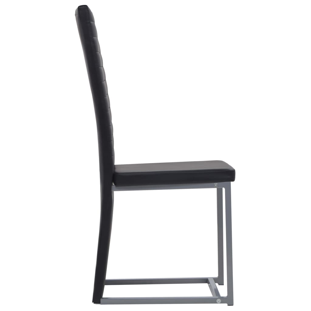 Valgomojo kėdės, 2vnt., juodos, 38,5x52x100,5cm, dirbtinė oda