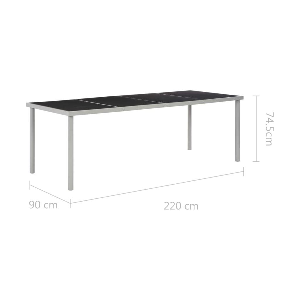 Lauko valgomojo stalas, juodas, 220x90x74,5cm, plienas