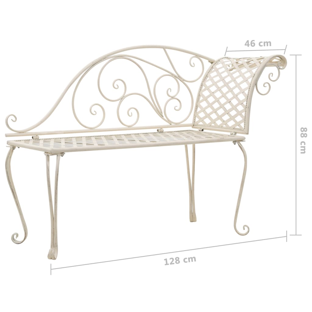 Sodo poilsio gultas, baltas, 128 cm, metalas, sen. stiliaus