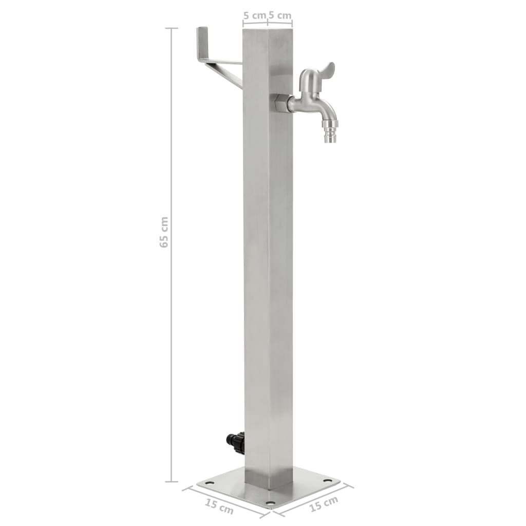 Vandens kolonėlė sodui, 65cm, nerūdijantis plienas, kvadratinė
