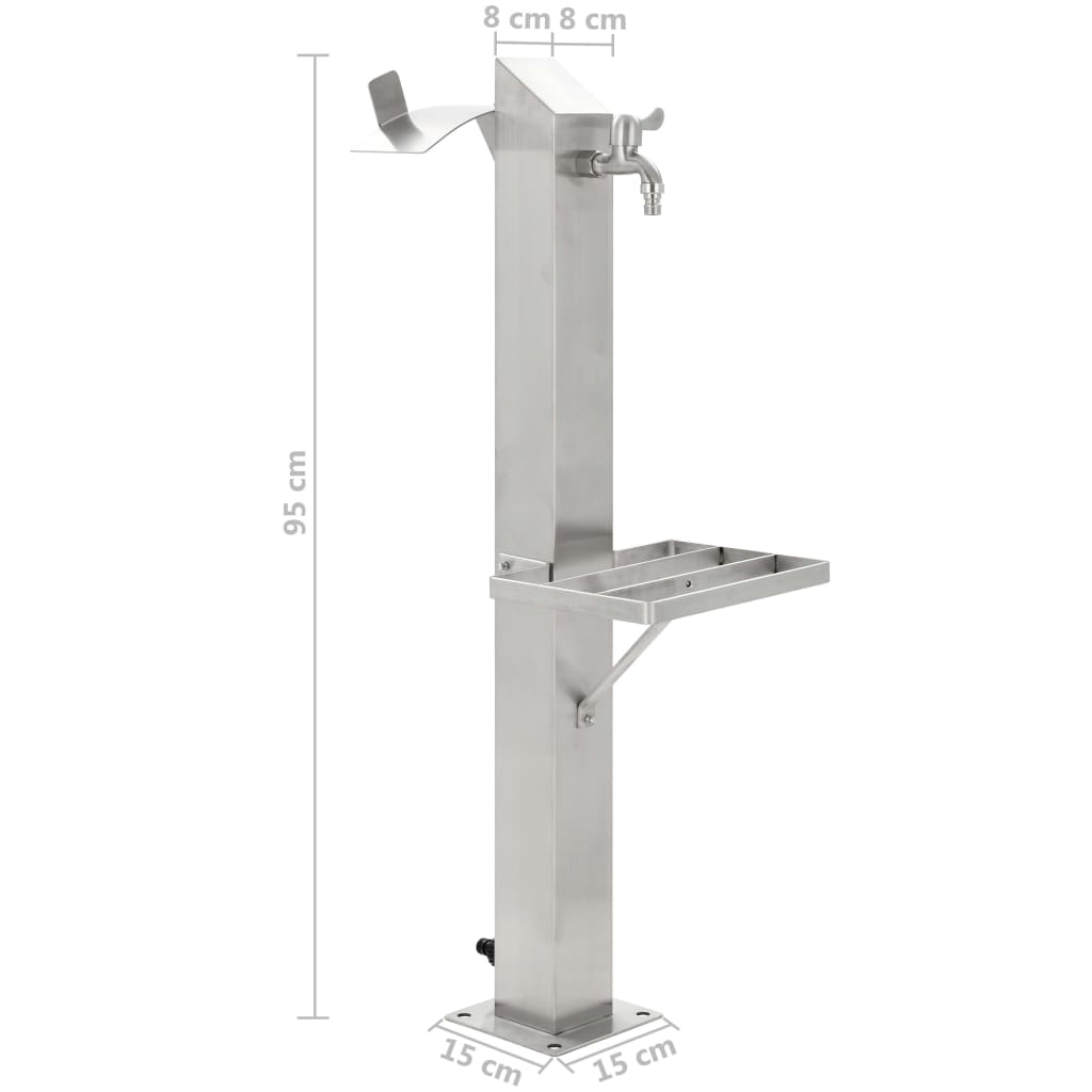 Vandens kolonėlė sodui, 95cm, nerūdijantis plienas, kvadratinė