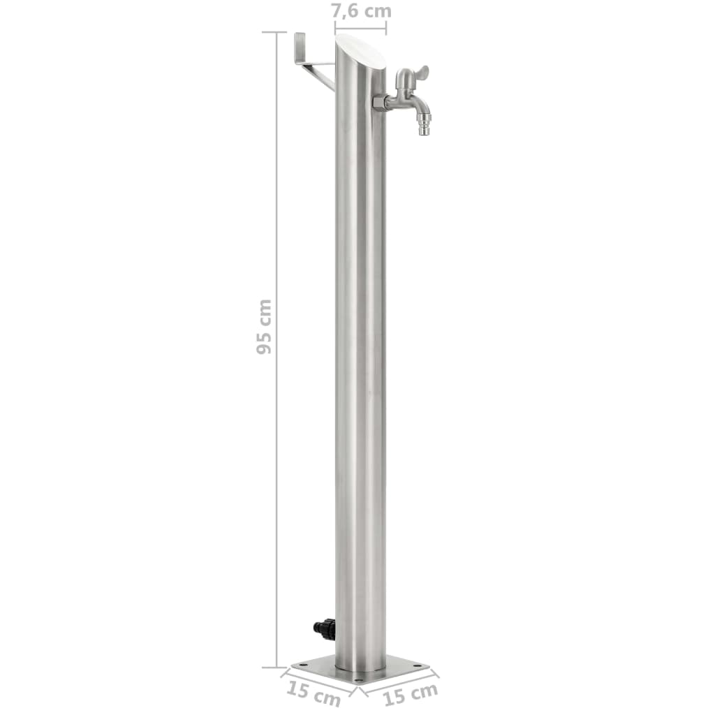 Vandens kolonėlė sodui, 95cm, nerūdijantis plienas, apvali