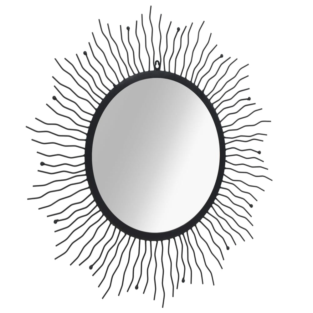 Sodo sieninis veidrodis, saulės formos, 80cm, juodas, 245924