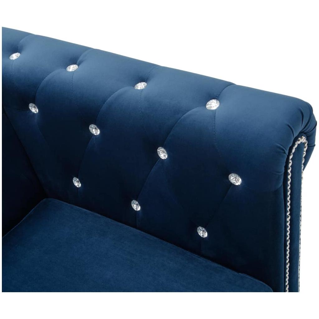 Chesterfield sofos komplektas, 2d., aksominis apmušalas, mėlyn.