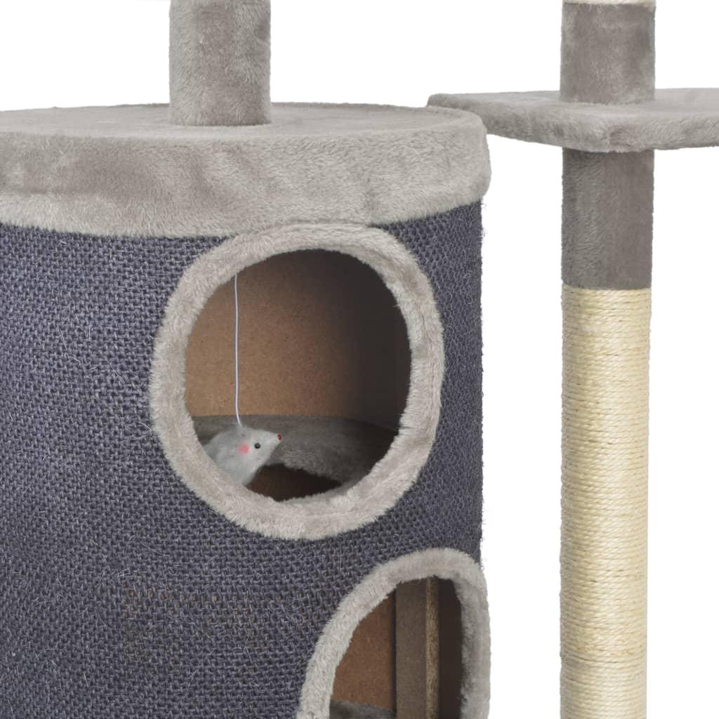 Draskyklė katėms su stovais iš sizalio, pilkos spalvos, 260cm