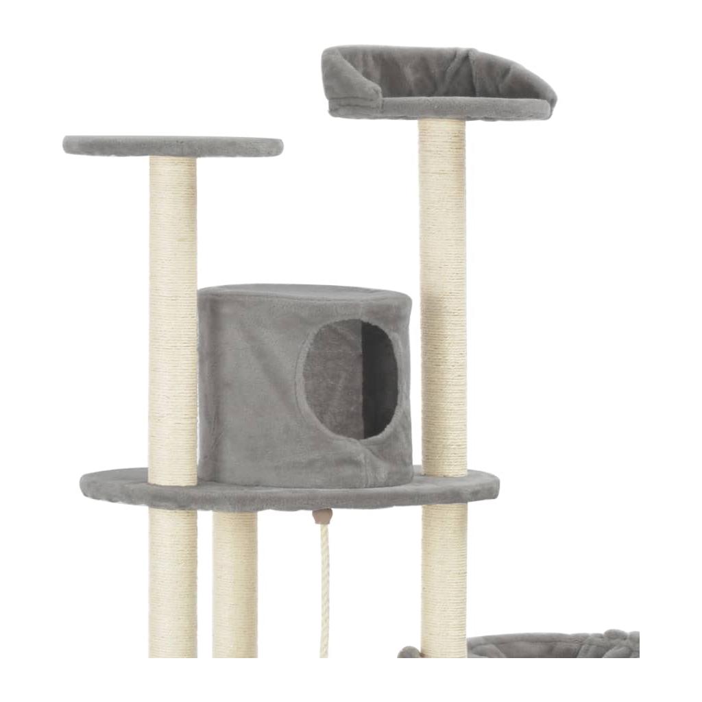 Draskyklė katėms su stovais iš sizalio, pilkos spalvos, 160 cm