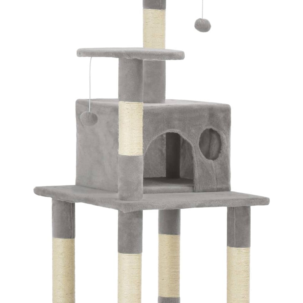 Draskyklė katėms su stovais iš sizalio, pilkos sp., 165 cm