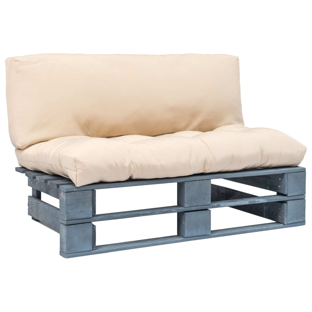 Sodo sofa iš palečių su smėl. sp. pagalvėlėmis, FSC pušies med.