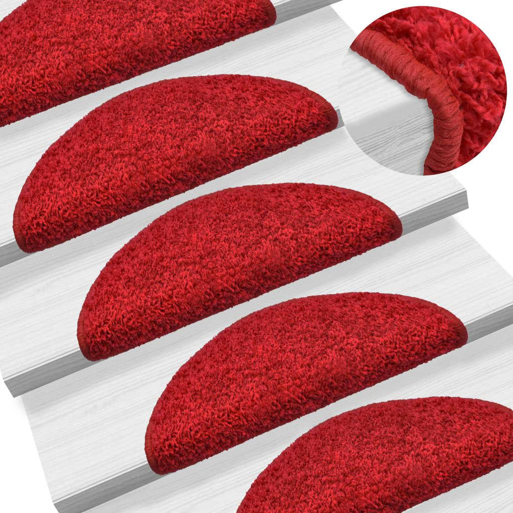 Kilimėliai laiptams, 15vnt., raudonos spalvos, 56x20cm