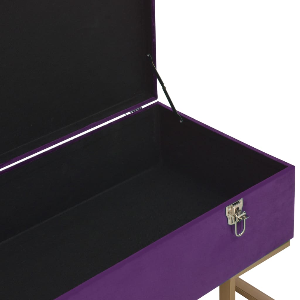 Suoliukas su skyriumi daiktams, violetinės sp., 105cm, aksomas