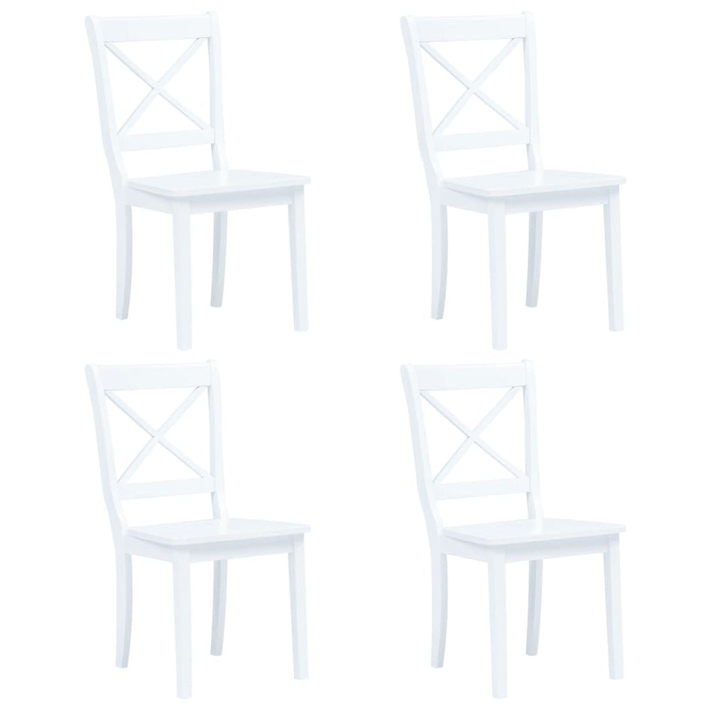 Valgomojo kėdės, 4 vnt., balt. sp., kaučiukmedžio med. masyvas