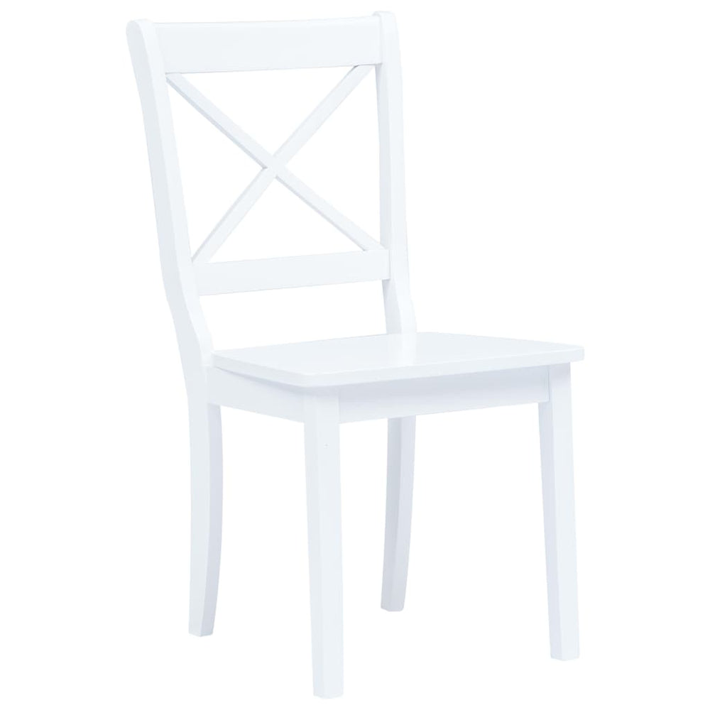 Valgomojo kėdės, 4 vnt., balt. sp., kaučiukmedžio med. masyvas