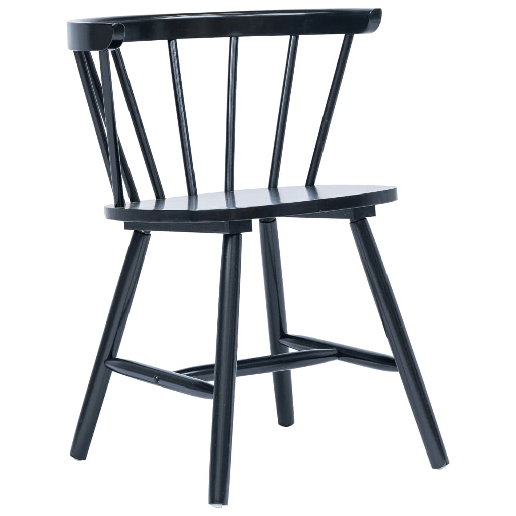Valgomojo kėdės, 2 vnt., juod. sp., kaučiukmedžio med. masyvas