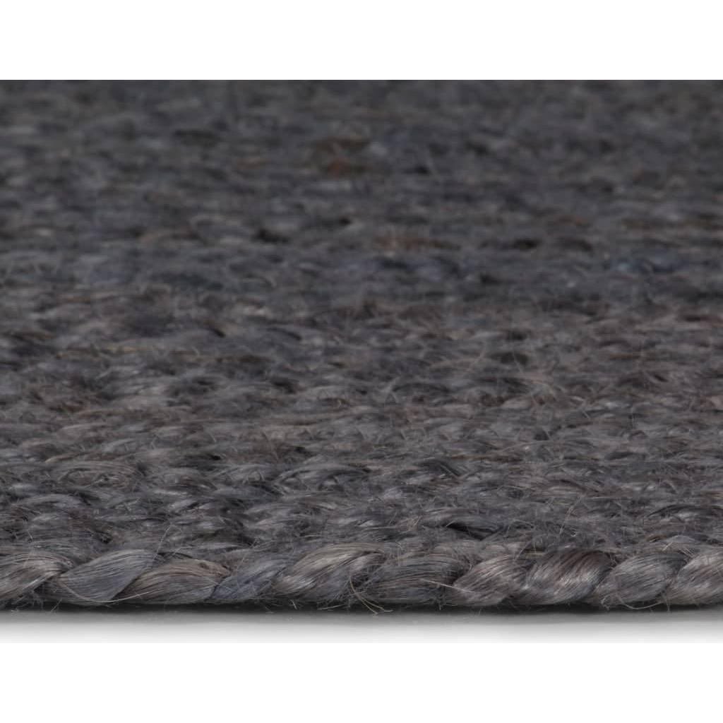 Kilimas, tamsiai pilkas, 120cm, džiutas, apvalus, rankų darbo